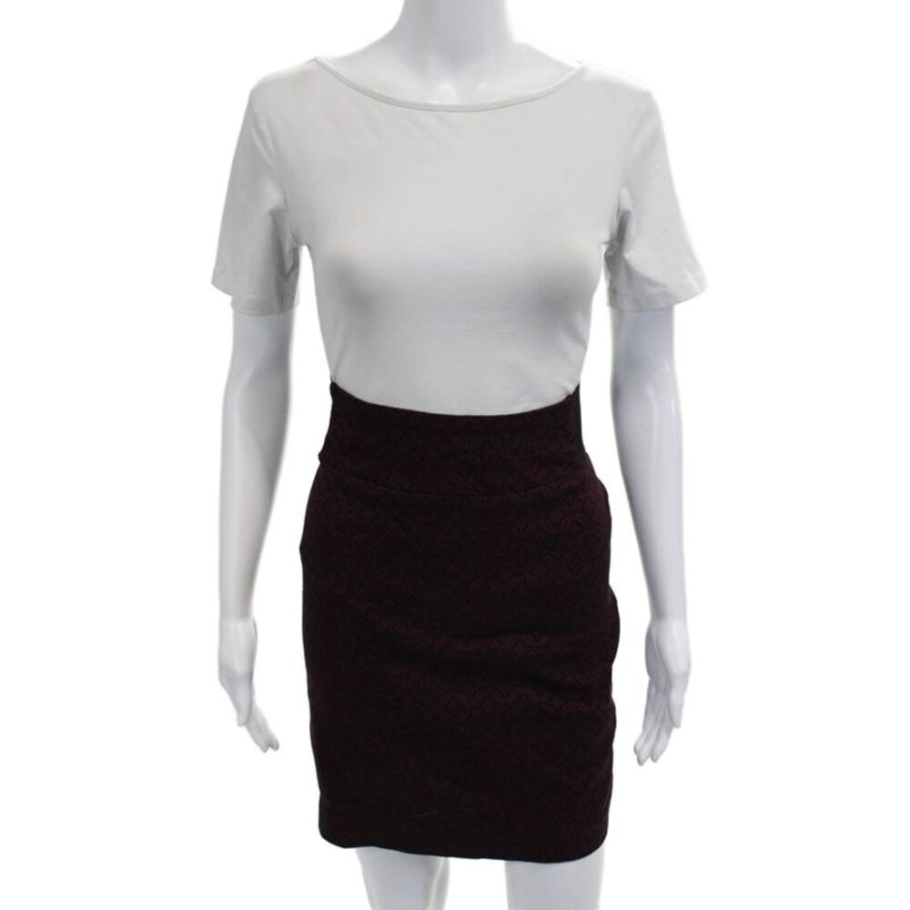 Margaret Women Straight Pencil Skirt Black Geometric Midi Size 24